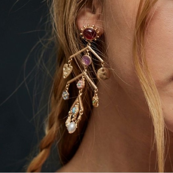 free people maxy charm dangle Gold Earrings in bohemian - Picture 3 of 9